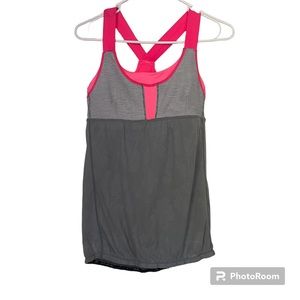 Lululemon My Heart Races Racer Back Tank Top Size 8 Pink Gray Breathable